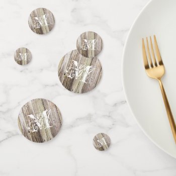 Rustic Wood Monogrammed Confetti by ICandiPhoto at Zazzle