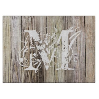 Rustic Wood Monogrammed Cutting Board by ICandiPhoto at Zazzle