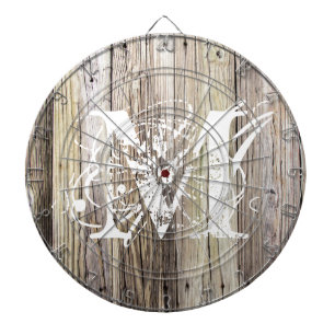 Rustic Wood Monogrammed Dart Board