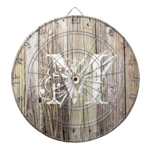 Rustic Wood Monogrammed Dart Board