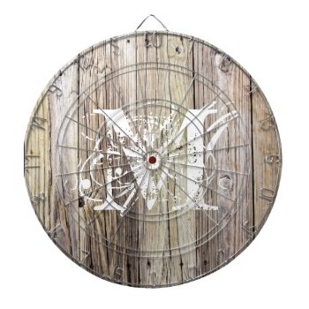 Rustic Wood Monogrammed Dart Board by ICandiPhoto at Zazzle