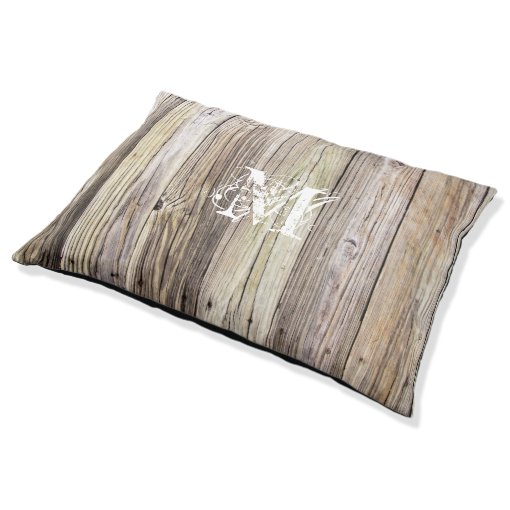 Rustic Wood Monogrammed Dog Bed Zazzle