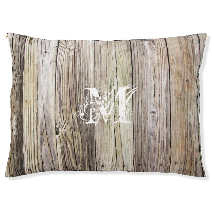 Rustic Wood Monogrammed Dog Bed Zazzle
