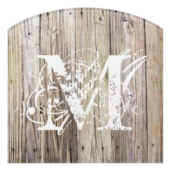 Rustic Wood Monogrammed Door Sign by ICandiPhoto at Zazzle