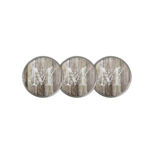 Rustic Wood Monogrammed Golf Ball Marker