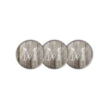 Rustic Wood Monogrammed Golf Ball Marker by ICandiPhoto at Zazzle