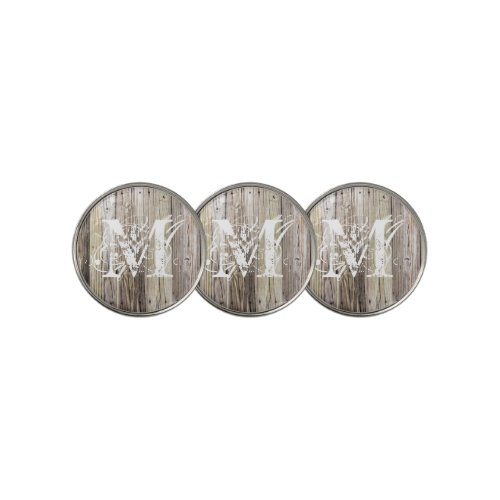 Rustic Wood Monogrammed Golf Ball Marker