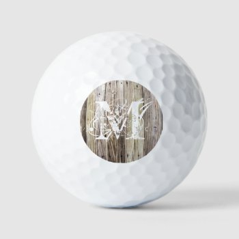 Rustic Wood Monogrammed Golf Balls by ICandiPhoto at Zazzle