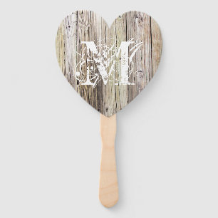 Rustic Wood Monogrammed Hand Fan