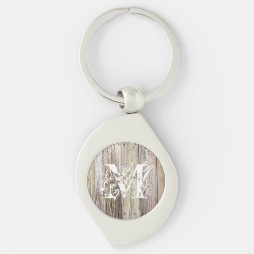 Rustic Wood Monogrammed Keychain