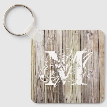 Rustic Wood Monogrammed Keychain by ICandiPhoto at Zazzle