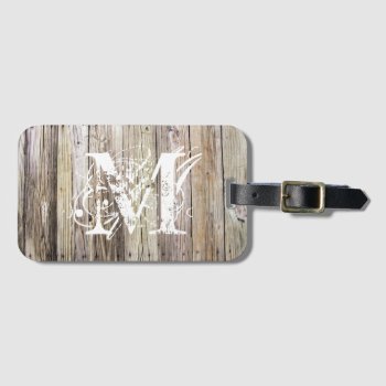 Rustic Wood Monogrammed Luggage Tag by ICandiPhoto at Zazzle