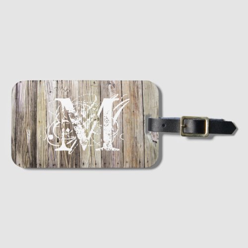 Rustic Wood Monogrammed Luggage Tag