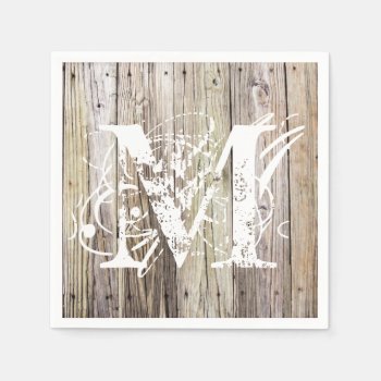 Rustic Wood Monogrammed Napkins by ICandiPhoto at Zazzle