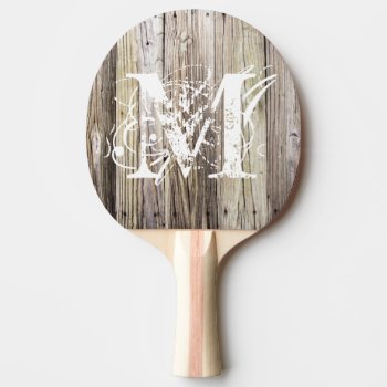 Rustic Wood Monogrammed Ping Pong Paddle by ICandiPhoto at Zazzle