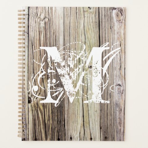 Rustic Wood Monogrammed Planner