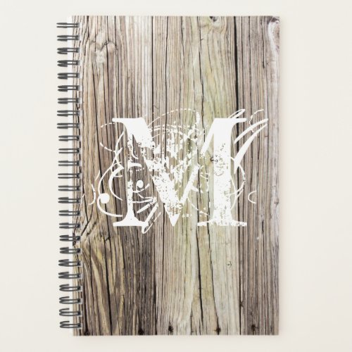 Rustic Wood Monogrammed Planner