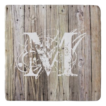 Rustic Wood Monogrammed Trivet by ICandiPhoto at Zazzle