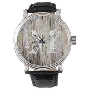 Rustic Wood Monogrammed Watch