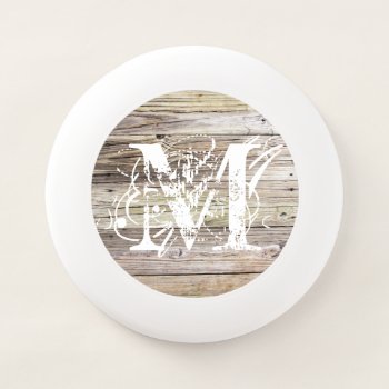 Rustic Wood Monogrammed Wham-o Frisbee by ICandiPhoto at Zazzle