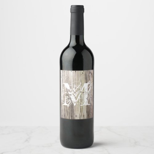 Rustic Wood Monogrammed Wine Label