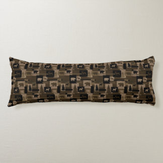 Rustic wood moose bear pattern body pillow