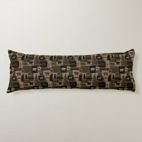 Rustic wood moose bear pattern body pillow