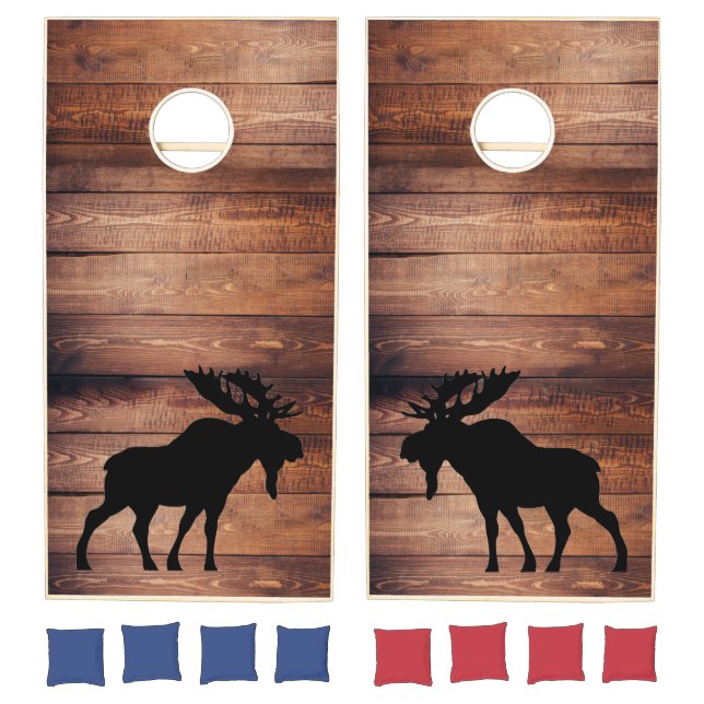 Rustic Wood Moose Silhouette  Cornhole Set (Set)