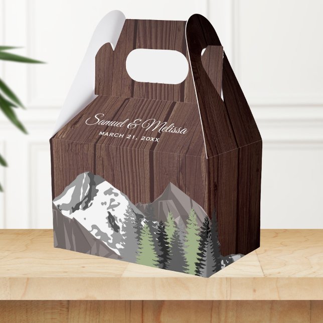Rustic Wood Mountain Forest Wedding Favor Boxes (Creator Uploaded)