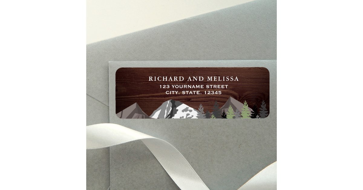 Rustic Wood Mountain Forest Wedding Label | Zazzle