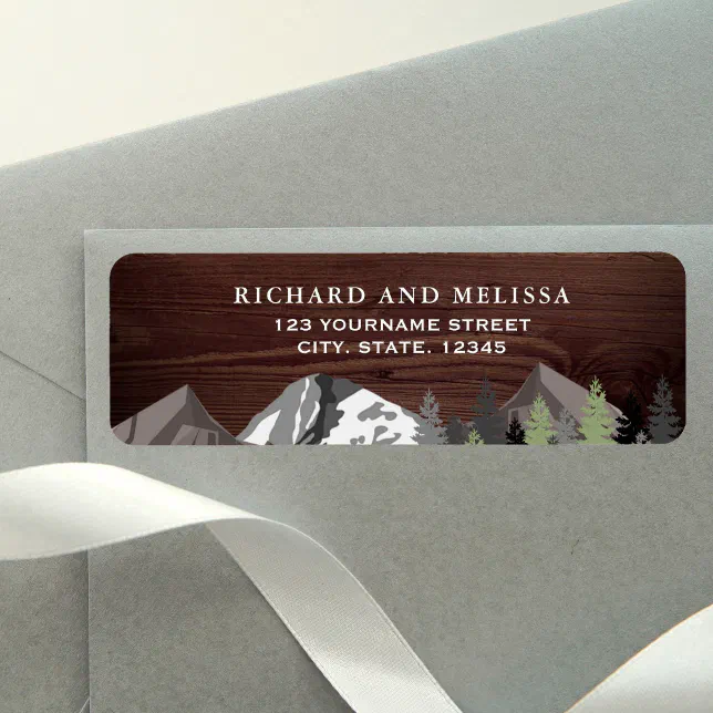 Rustic Wood Mountain Forest Wedding Label | Zazzle