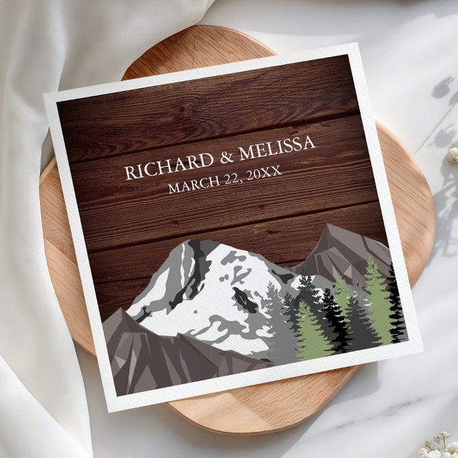 Rustic Wood Mountain Forest Wedding Napkins (Creator Uploaded)