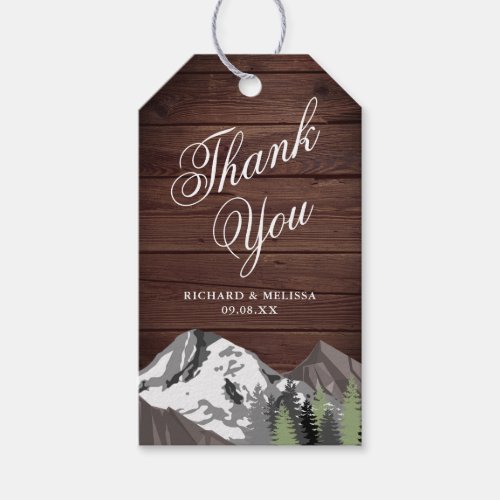 Rustic Wood Mountain Forest Wedding Thank You Gift Tags