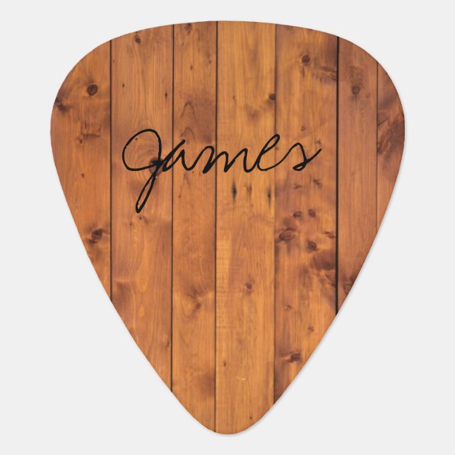 Rustic Wood Name Guitar Pick (Front)