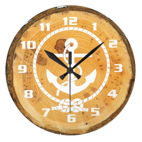 Rustic wood Nautical Anchor Large Clock