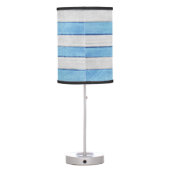 Rustic Wood Nautical Stripes Family Beach House Table Lamp (Back)