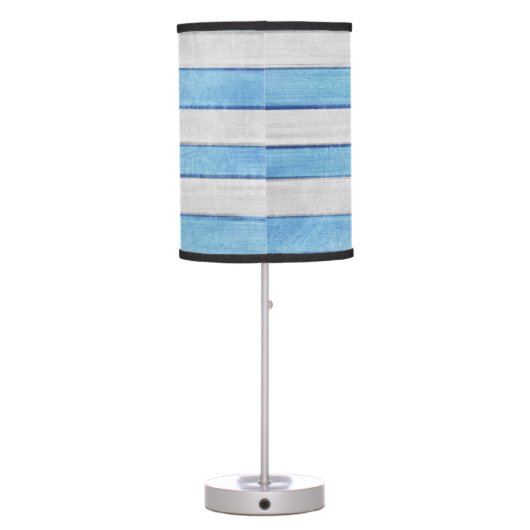 Rustic Wood Nautical Stripes Family Beach House Table Lamp (Back)