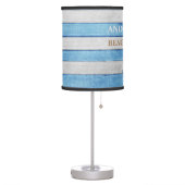 Rustic Wood Nautical Stripes Family Beach House Table Lamp (Left)