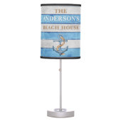 Rustic Wood Nautical Stripes Family Beach House Table Lamp (Front)