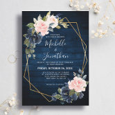 Blush Pink Floral Geometric Acrylic Wedding Invitations CAX039