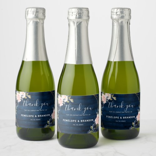 Rustic Wood Navy Blue Blush Pink Geometric Wedding