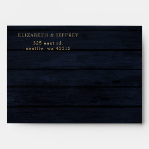 Rustic Wood Navy Burgundy Gold Floral Wedding Envelope