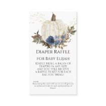 Rustic Wood Navy Dusty Blue Floral Diaper Raffle Business Card