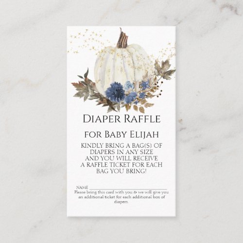 Rustic Wood Navy Dusty Blue Floral Diaper Raffle Business Card
