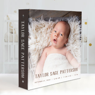 Rustic Wood Neutral Baby Photo Album 3 Ring  3 Ring Binder