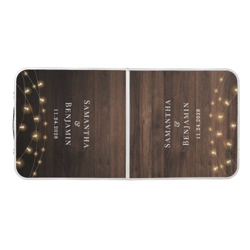 Rustic Wood Newlyweds Couple Personalized Beer Pong Table