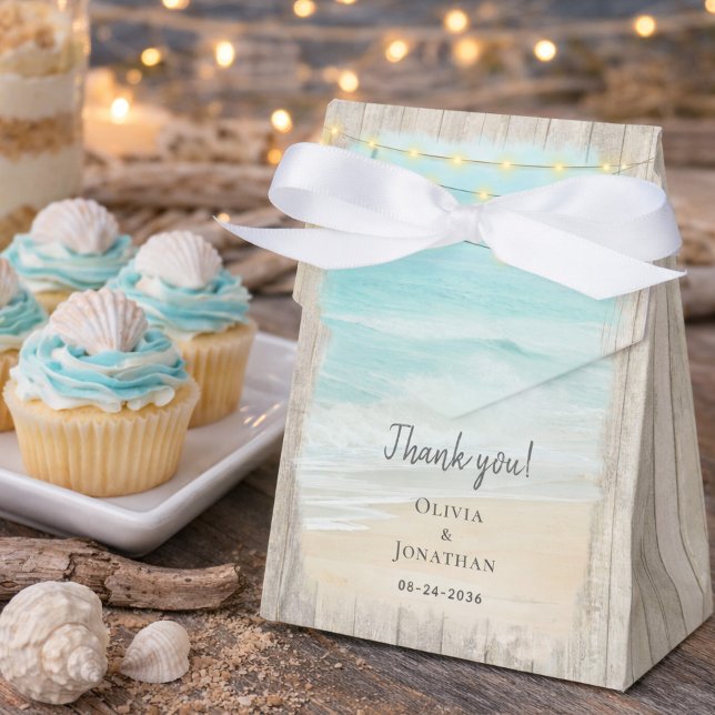 Rustic Wood Ocean Beach Wedding  Favor Boxes (Creator Uploaded)