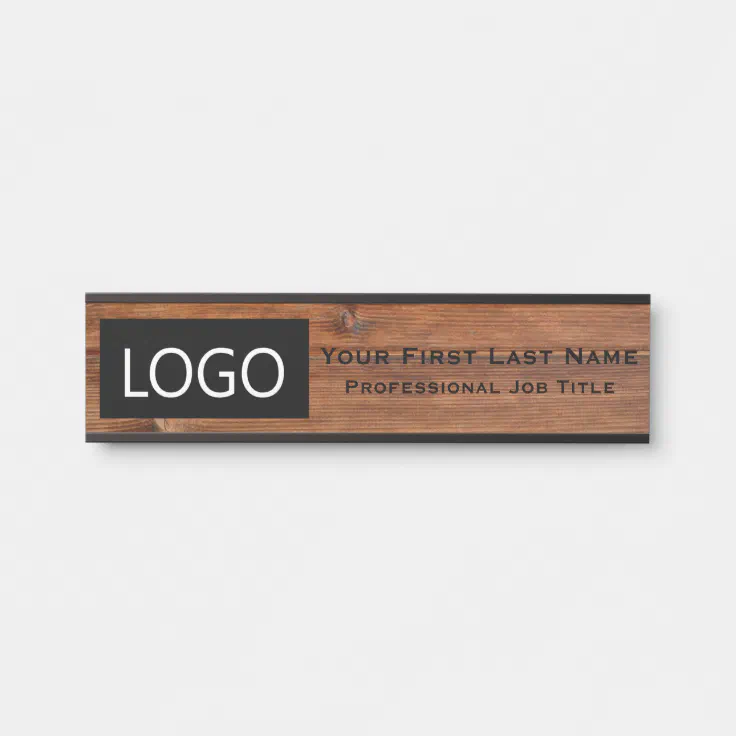 Rustic Wood Office Door Sign Logo Name Plate Zazzle