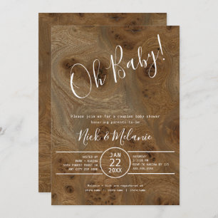 Rustic Wood Oh Baby co-ed baby shower Invitation