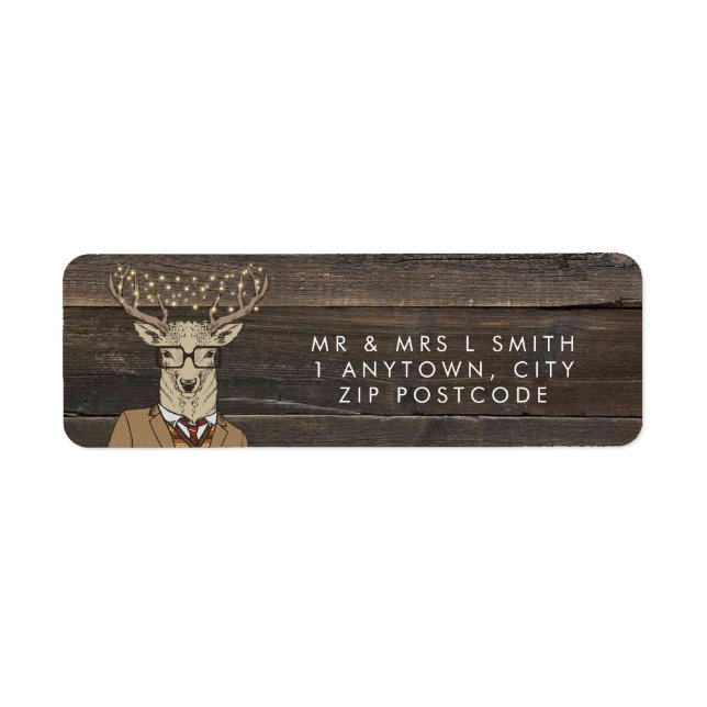 rustic wood oh deer return address label (Front)